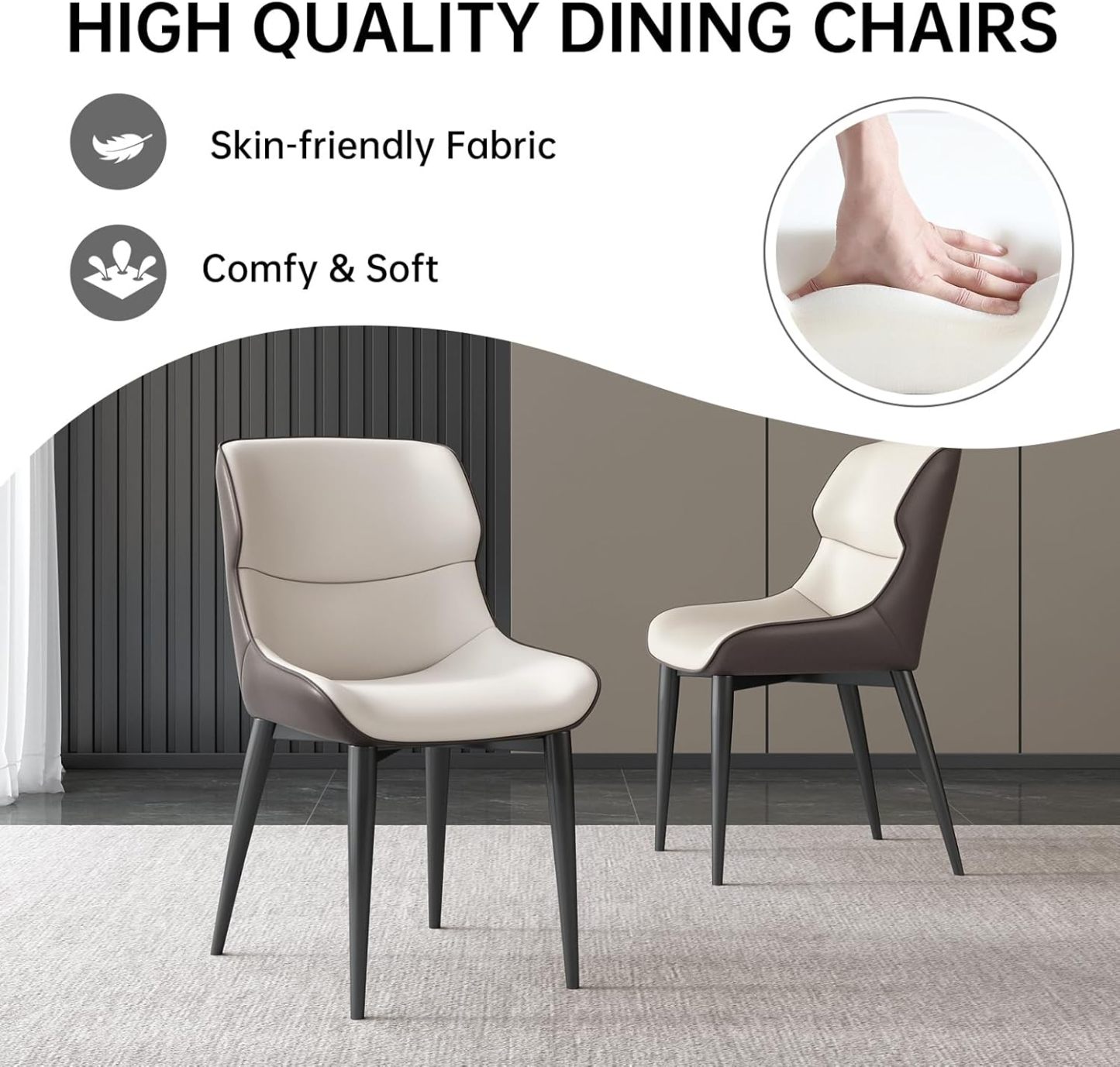 47" Small Dining Table for 2,4, Modern Dining Room Table wtih 3 Sturdy Legs, Round Kitchen Table