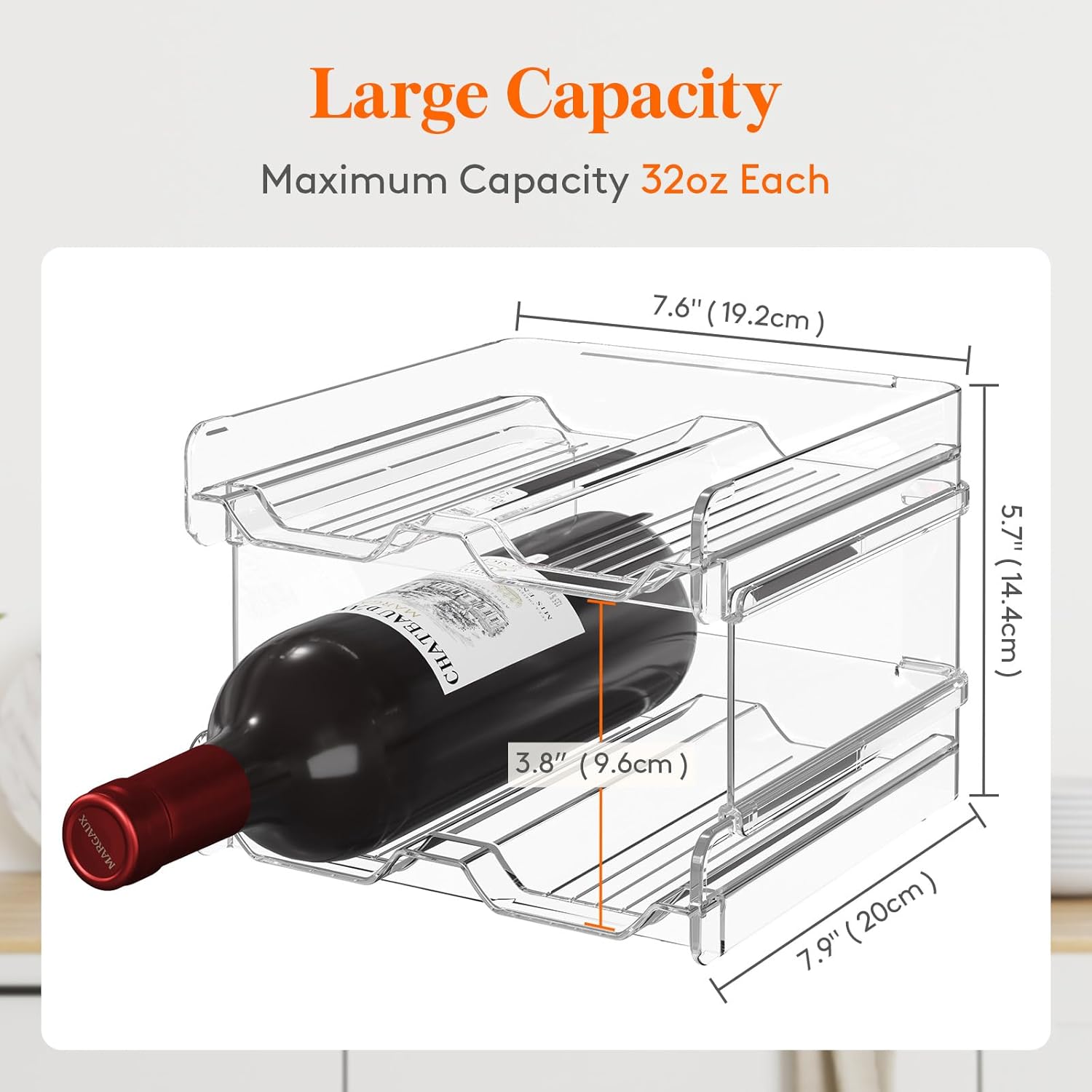 Plastic Stackable Wine Rack for Refrigerator, Cabinet, Countertop,Wine Bottle Holder