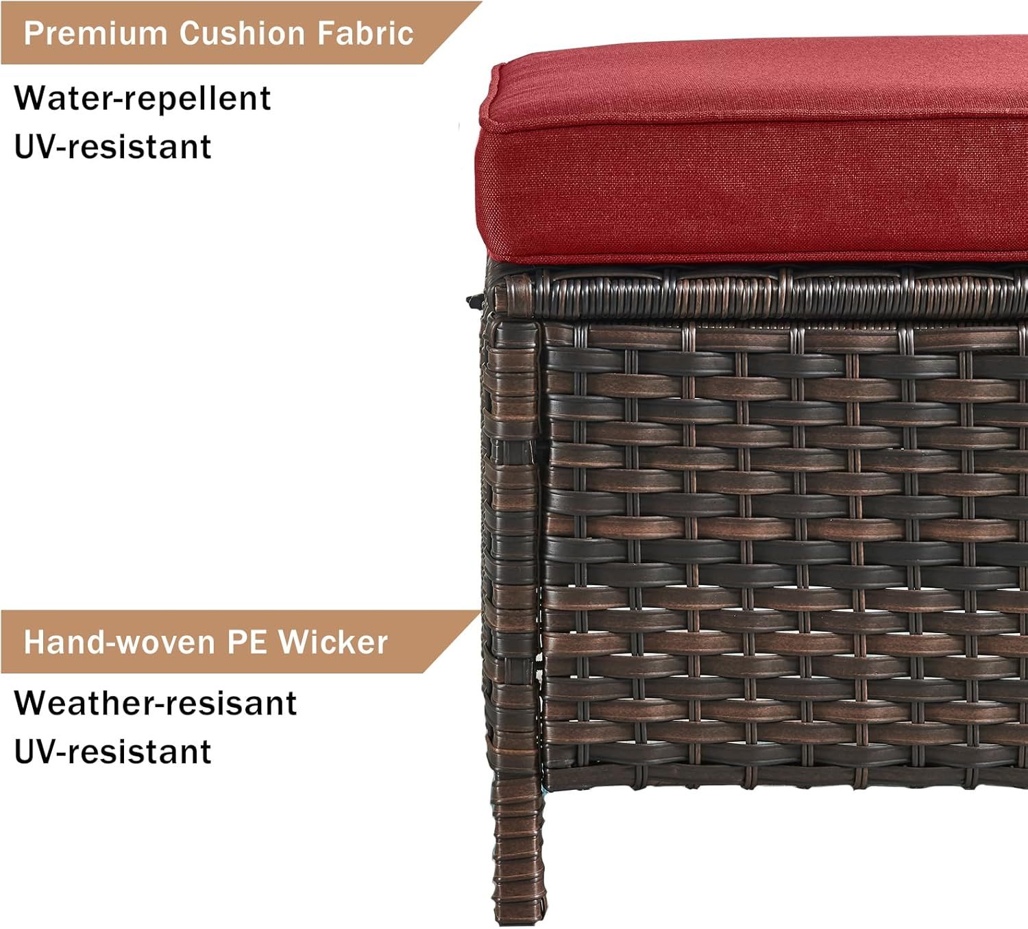 6 Pieces Outdoor Patio Furniture Set Wicker Swivel Patio Chairs with Ottomans 2 Seater