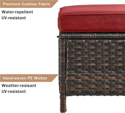 6 Pieces Outdoor Patio Furniture Set Wicker Swivel Patio Chairs with Ottomans 2 Seater