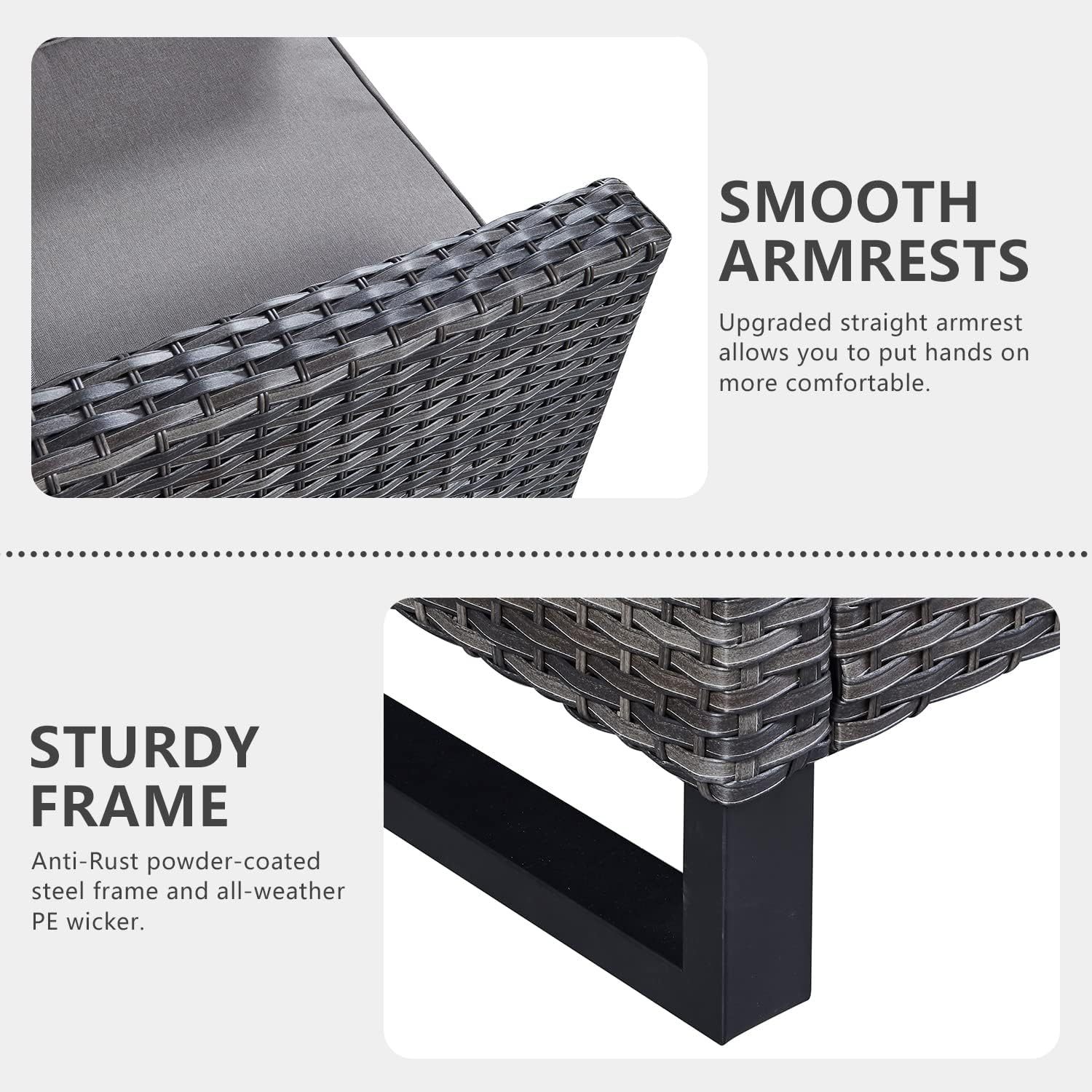 7 Piece Patio Furniture Set Outdoor Sectional Sofa,High Back Patio Swivel Rocker Chairs with Ottomans Coffee Table for Porch