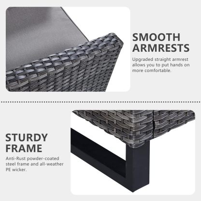 7 Piece Patio Furniture Set Outdoor Sectional Sofa,High Back Patio Swivel Rocker Chairs with Ottomans Coffee Table for Porch