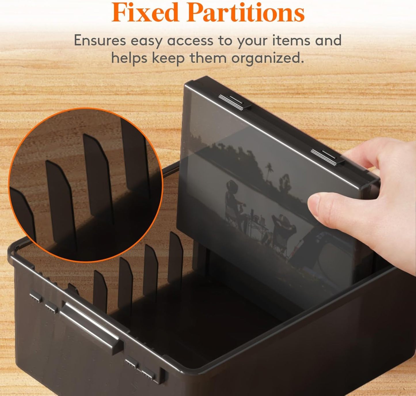 Photo Storage Box 5x7 Photo Case, Each for 9 Inner Keeper, Black Photo Organizer for Seeds Cards Pictures Office Supplies with 1 Sheets Label Sticker, 1 Pack