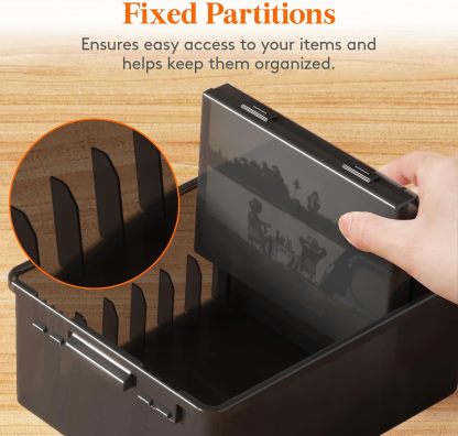 Photo Storage Box 5x7 Photo Case, Each for 9 Inner Keeper, Black Photo Organizer for Seeds Cards Pictures Office Supplies with 1 Sheets Label Sticker, 1 Pack