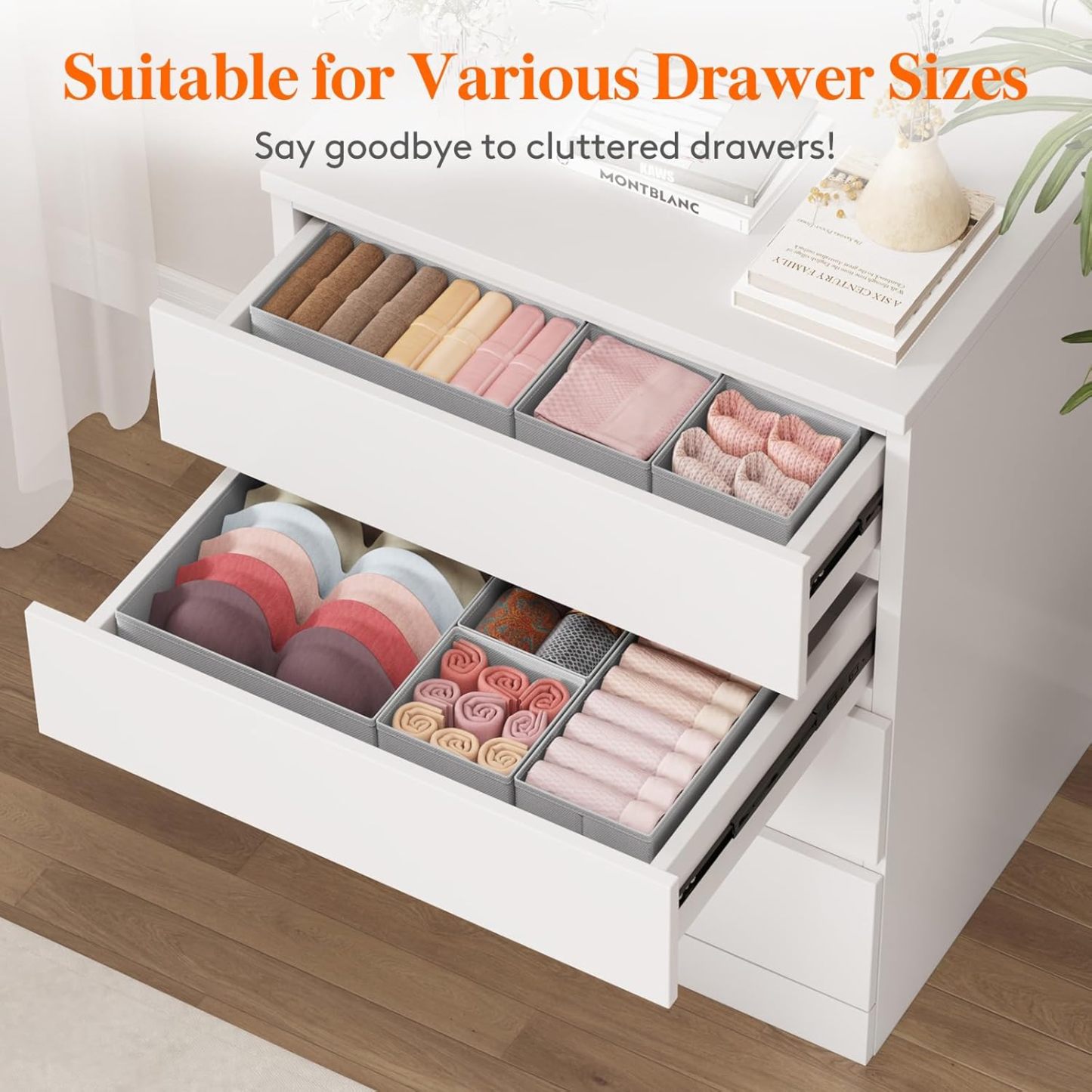 Drawer Organizer Clothes for Closet 16 Pack, 3 Sizes Underwear Wardrobe Drawer Dividers