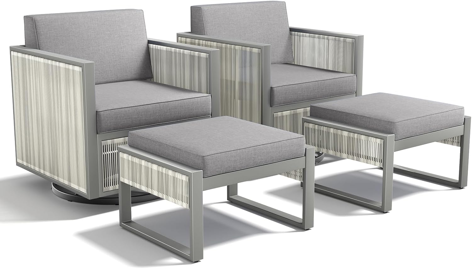 Rocking Chair Outdoor-High Back Swivel Rocking Chair with Ottoman Outdoor Patio Furniture Set for Patio Garden Porch