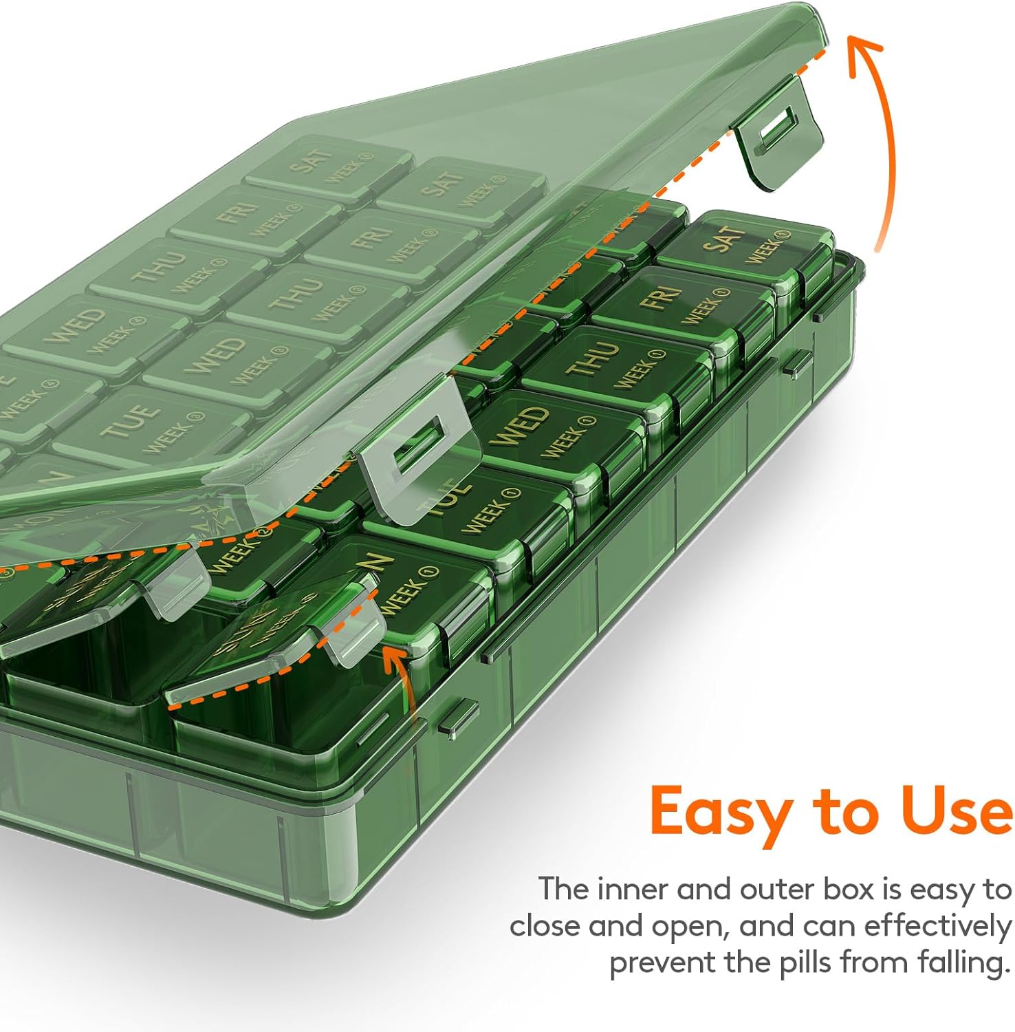 Monthly Pill Organizer, 28 Day Pill Box, 4 Weeks One Month Pill Cases, Large Compartments Medicine Organizer