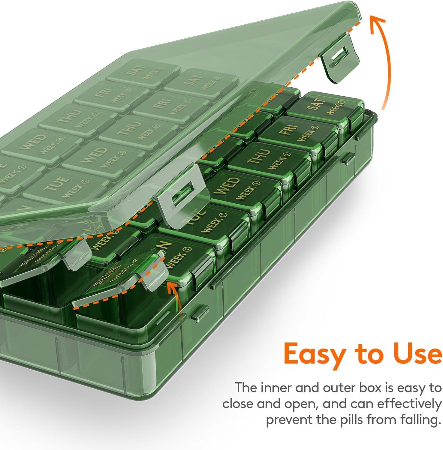 Monthly Pill Organizer, 28 Day Pill Box, 4 Weeks One Month Pill Cases, Large Compartments Medicine Organizer