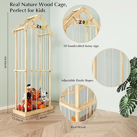 Stuffed Animal Storage Stuffed Animal Zoo Wood Soft Toy Organizer Plush Toy Holder Nursery Room Organizer