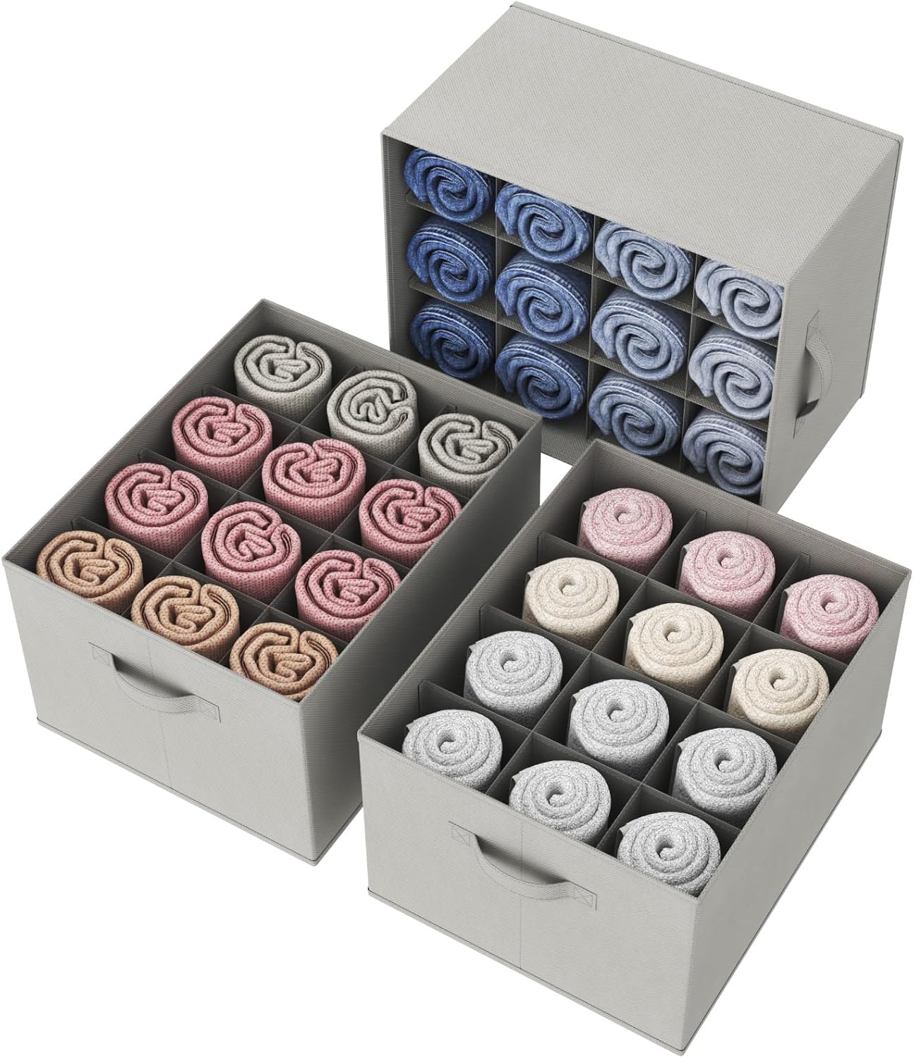 Jeans Organizer for Closet, Large Size Pants Storage Bins 12 Cell, Foldable Clothes Drawer Organizer