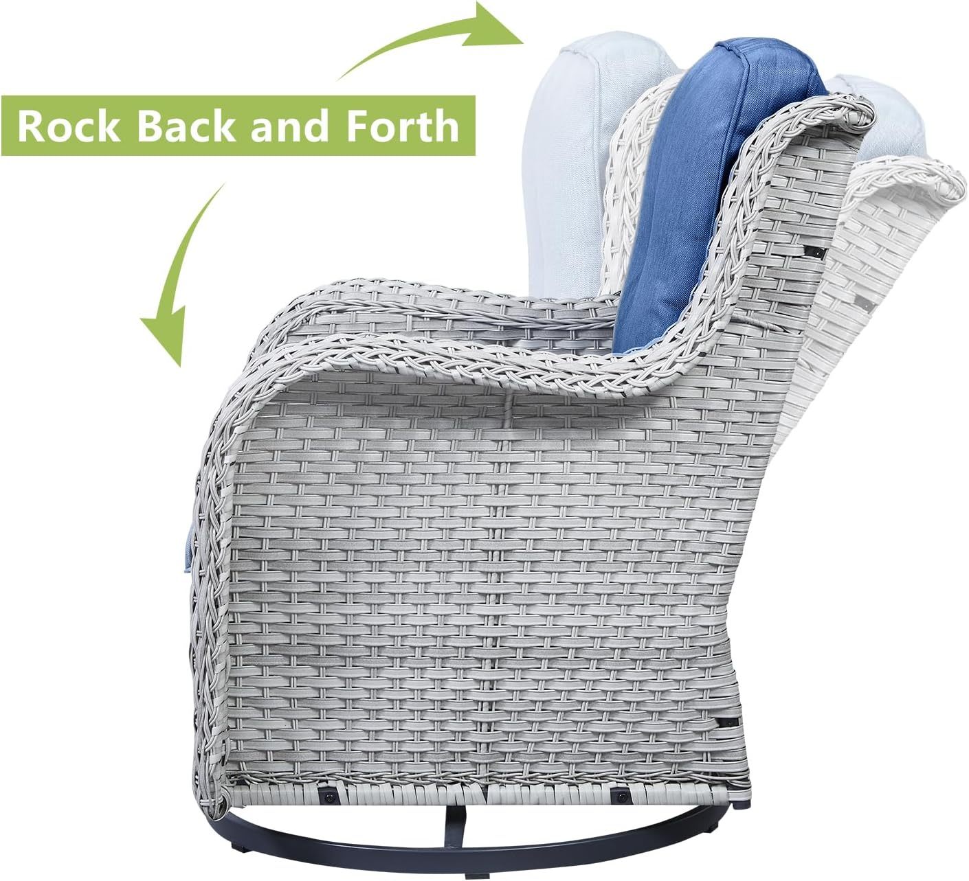 6 Pieces Outdoor Patio Furniture Set Wicker Swivel Patio Chairs with Ottomans 2 Seater