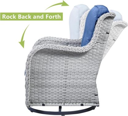 6 Pieces Outdoor Patio Furniture Set Wicker Swivel Patio Chairs with Ottomans 2 Seater