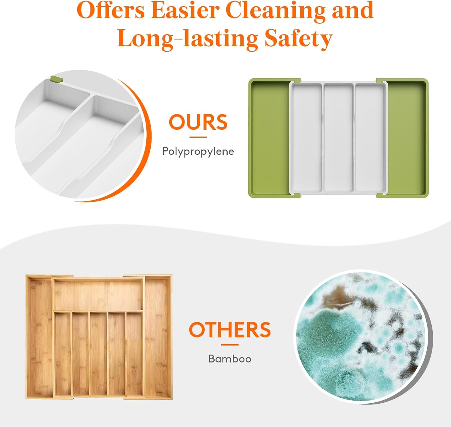 Utensil Organizer for Kitchen Drawers, Expandable Cooking Utensil Tray, Adjustable Cutlery Silverware Flatware Holder