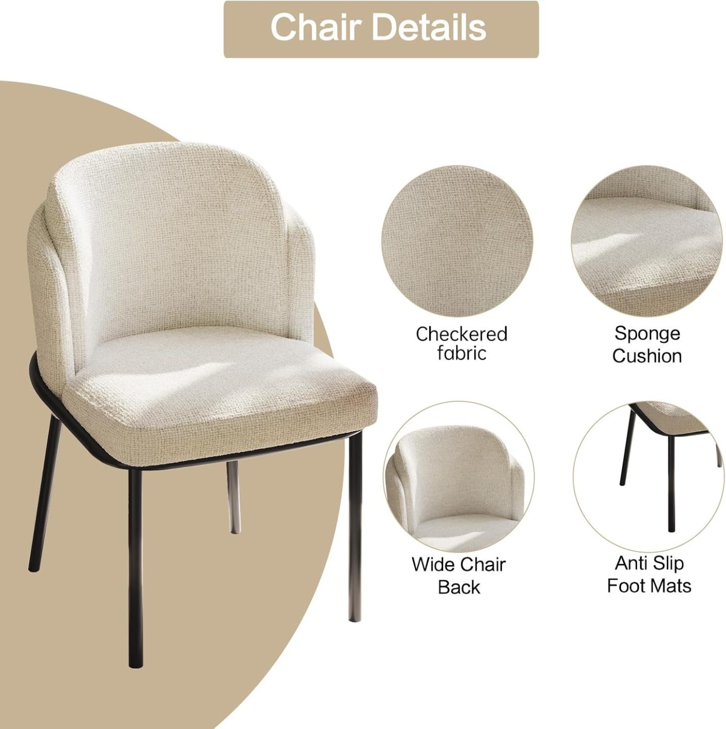 54.52" Dining Room Table with 4 Chairs for 2,4, Modern Cream Style Kitchen Table Set for Dining Room