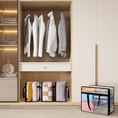 4 Pack Clear Clothes Storage Bags, 40L Plastic Blanket Storage Bags, Vinyl Foldable Moving Bags with Zipper