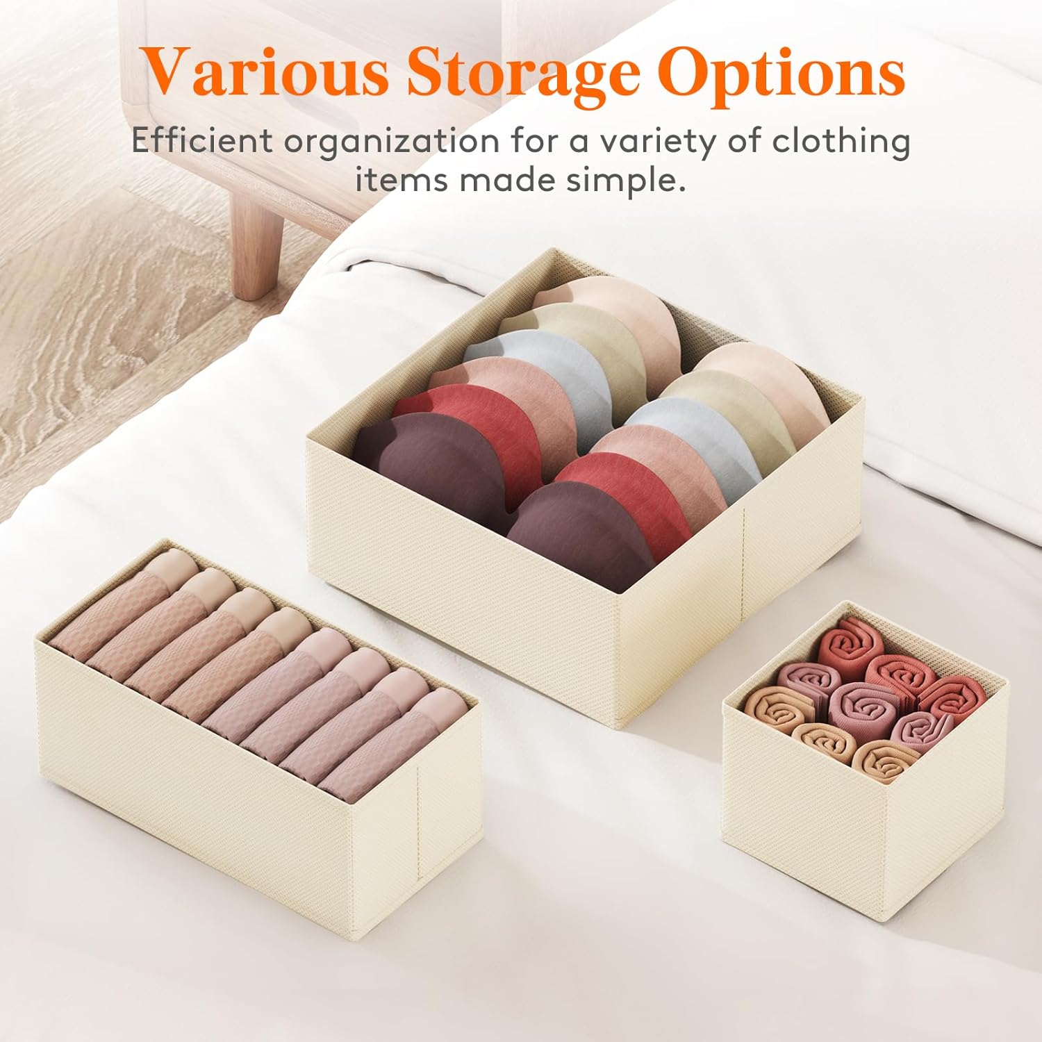 24 Pack Drawer Organizer, Dresser Underwear Drawer Organizer Bins, Foldable Fabric Closet Organizers, Storage Drawer Dividers