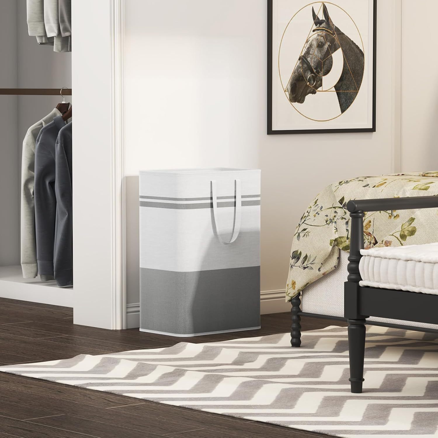 2 Pack 80L Large Freestanding Laundry Hamper, Collapsible Laundry Basket with Easy Carry Handles, Waterproof Tall Clothes Hamper