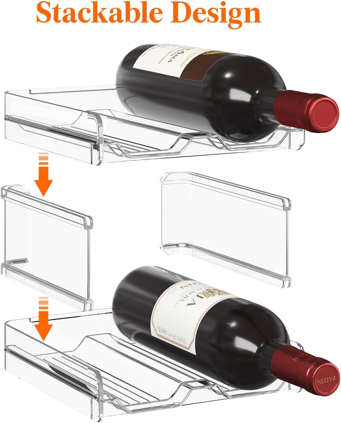 Plastic Stackable Wine Rack for Refrigerator, Cabinet, Countertop,Wine Bottle Holder