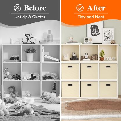 13 Inch Cube Storage Bins, 6 Packs Cube Storage Organizer, Foldable Decorative Fabric Storage Baskets
