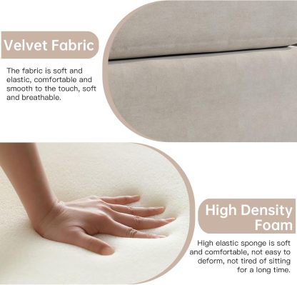 81.88" Off-White Loveseat Sofa, Extra Width Sectional Sleeper Sofa with Armrest, Modular Sectional Sofa with Cushion and Removable Back Cushion, Floor Sofa (Off-White, 1 Ottoman)