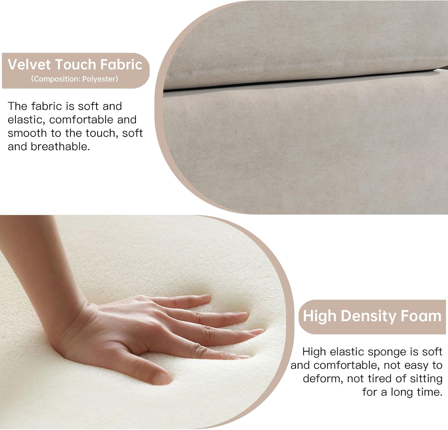 Off-White Comfy Queen Sectional Sofa, Sleeper Sofa Couch with Removable Cushion, Modular Sofa with Pillows and Storage Chaise