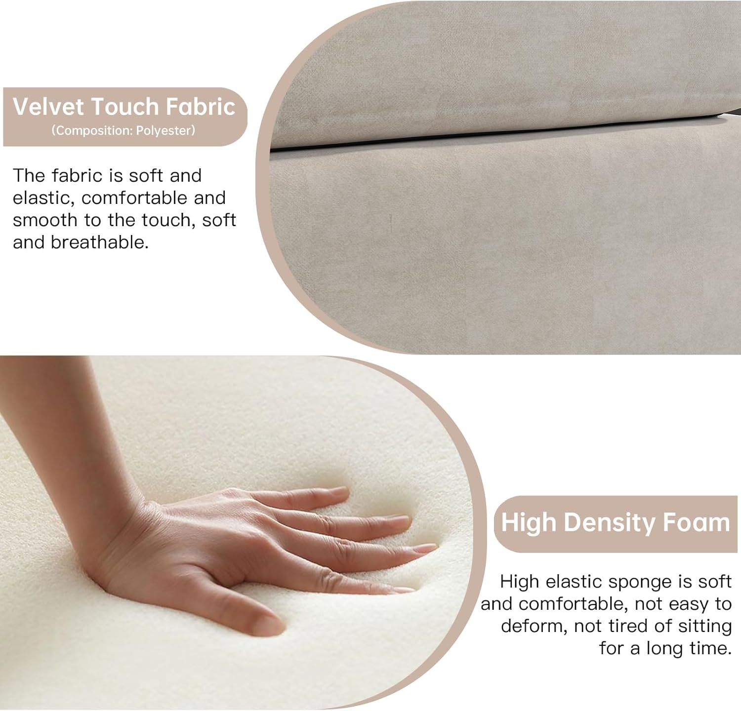 Off-White Comfy Queen Sectional Sofa, Sleeper Sofa Couch with Removable Cushion, Modular Sofa with Pillows and Storage Chaise