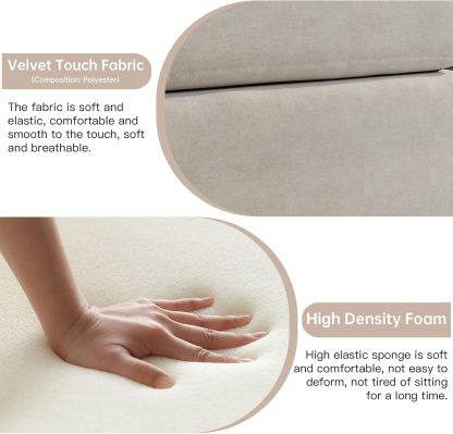 Off-White Comfy Queen Sectional Sofa, Sleeper Sofa Couch with Removable Cushion, Modular Sofa with Pillows and Storage Chaise