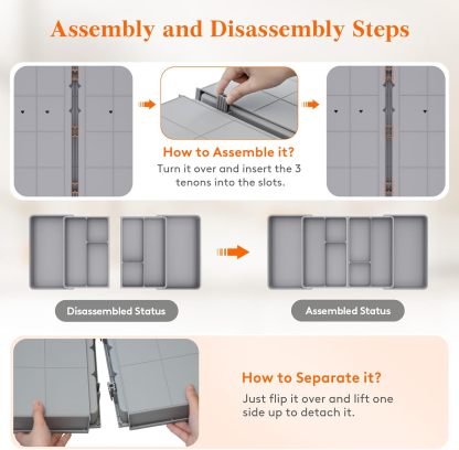 Large Utensil Organizer for Kitchen Drawer, Expandable From 21 to 36 Inches, Adjustable Cooking Silverware Tray
