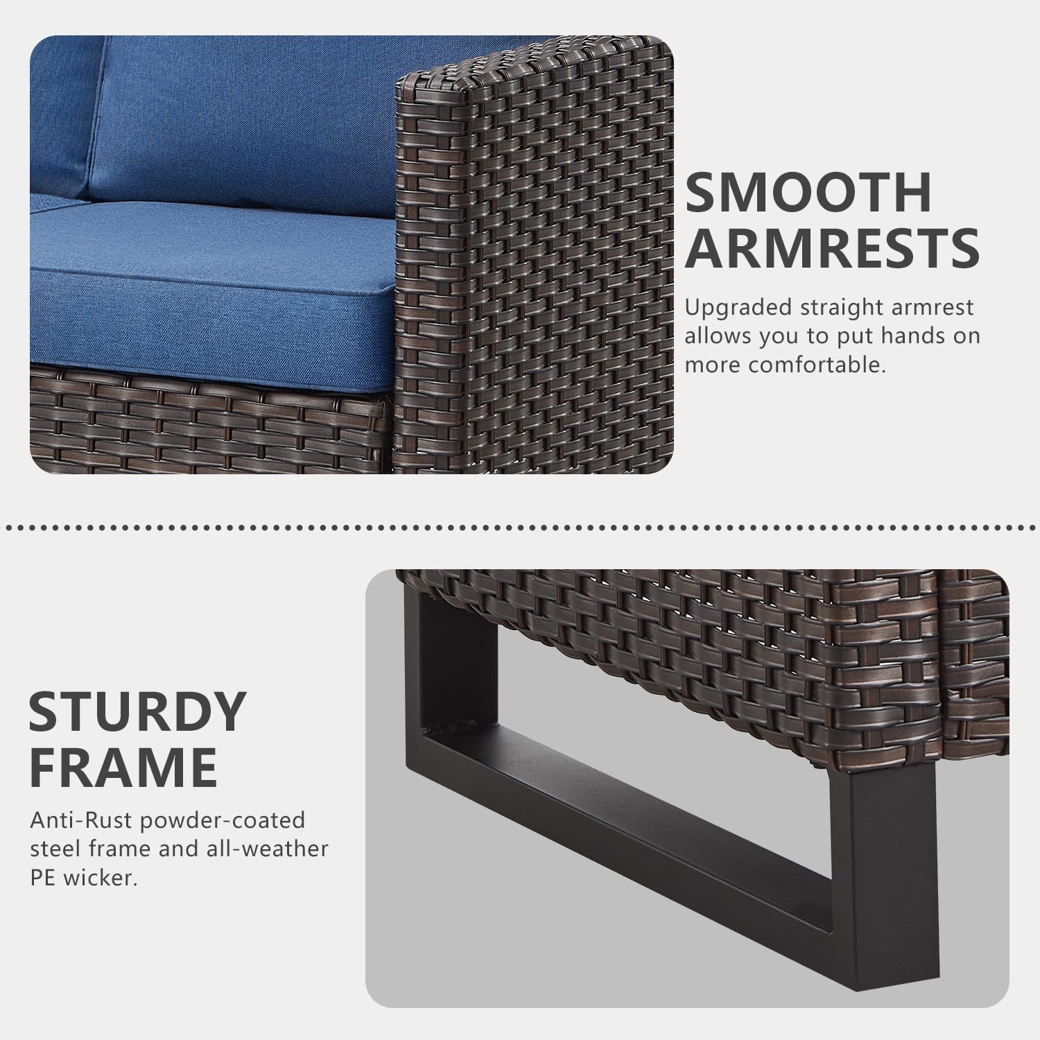 5 Piece Patio Furniture Outdoor Bistro Set All-Weather Wicker Outdoor Chairs with Ottomans End Table for Patio,Porch,Garden,Backyard