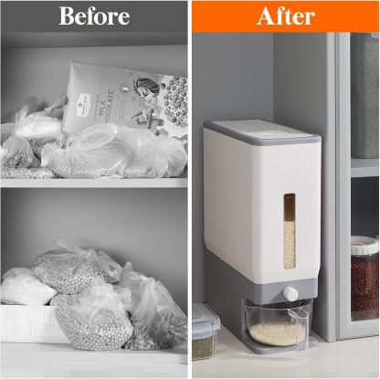 Rice Dispenser 25 Lbs(11.3kg), Rice Storage Container Sealed Moisture Proof with Measuring Cup