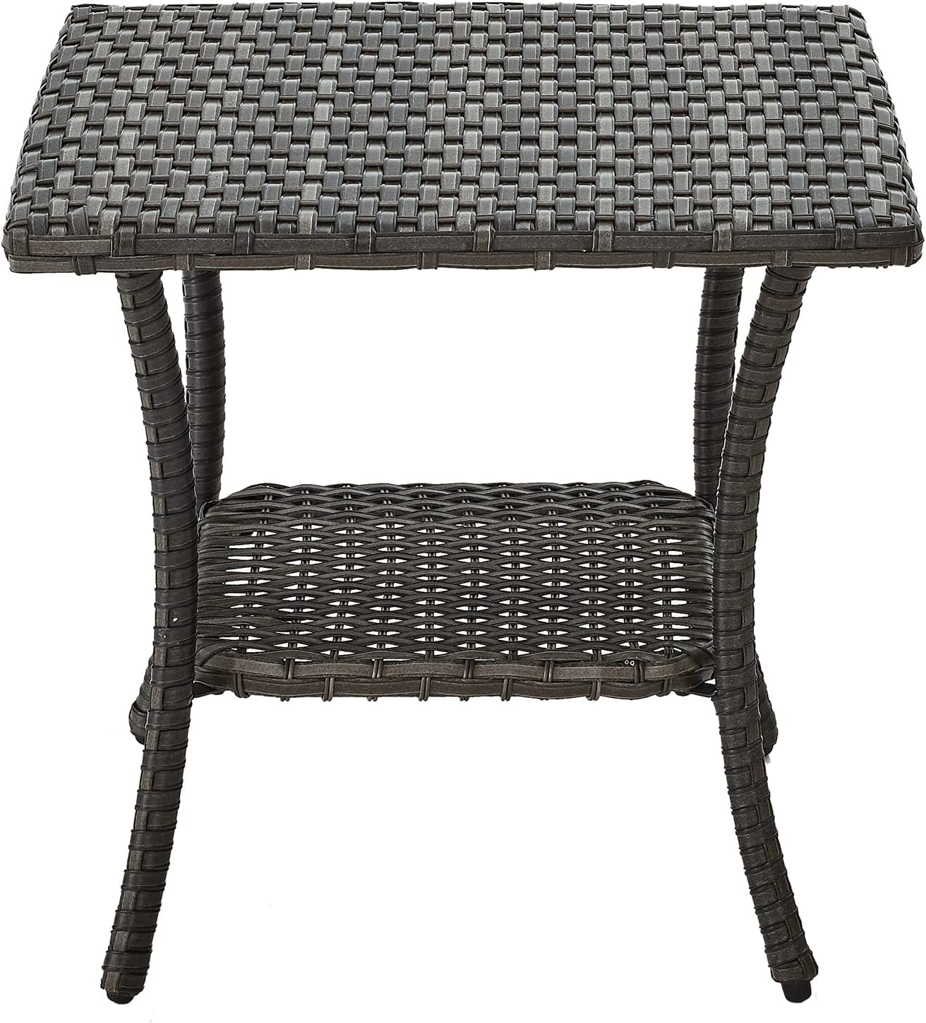 Wicker Patio Coffee Table,Rattan Outdoor Coffee Table with 2-Layer Storage Furniture Tables for Garden,Porch,Backyard