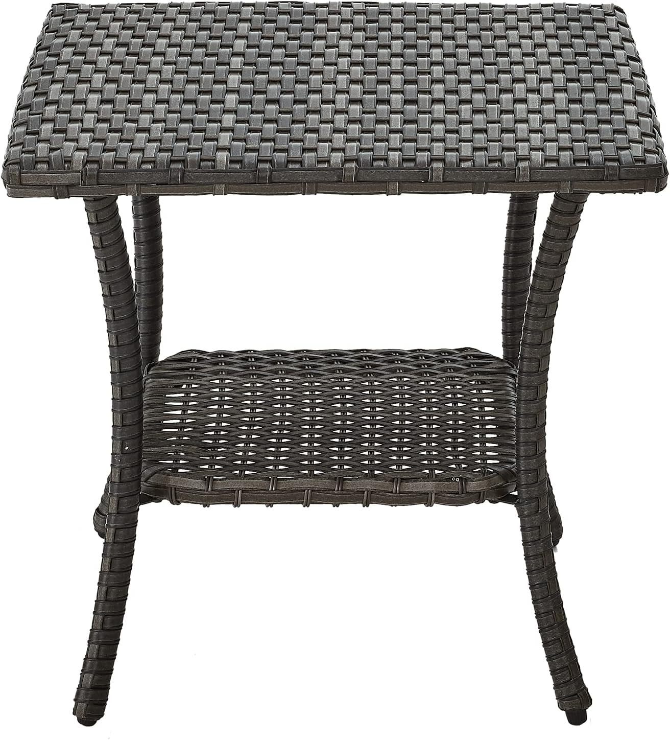 Wicker Patio Coffee Table,Rattan Outdoor Coffee Table with 2-Layer Storage Furniture Tables for Garden,Porch,Backyard