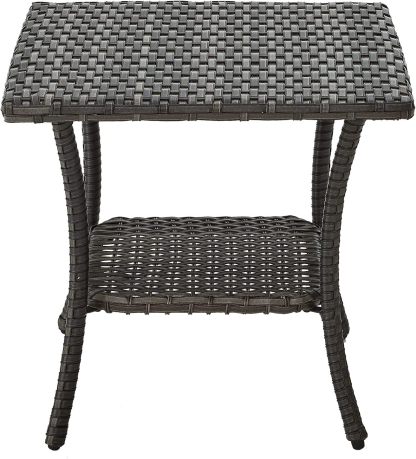 Wicker Patio Coffee Table,Rattan Outdoor Coffee Table with 2-Layer Storage Furniture Tables for Garden,Porch,Backyard