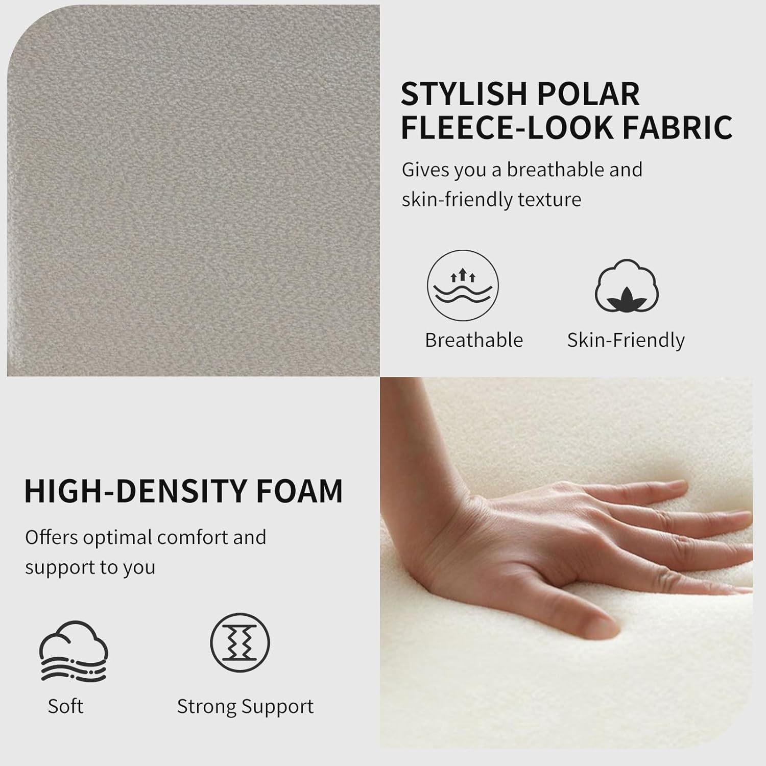 Nursery Rocking Chair, Polar Fleece Upholstered Glider Chair with Adjustable Footrest, Recliner Chair with Side Pocket