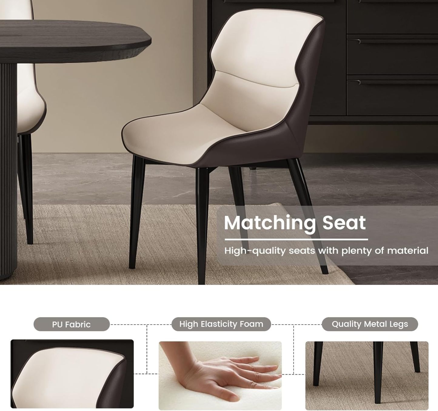 63" Oval Dining Table for 2-6 Person, Modern Black Kitchen Table, Luxury Rectangular Dinner Table