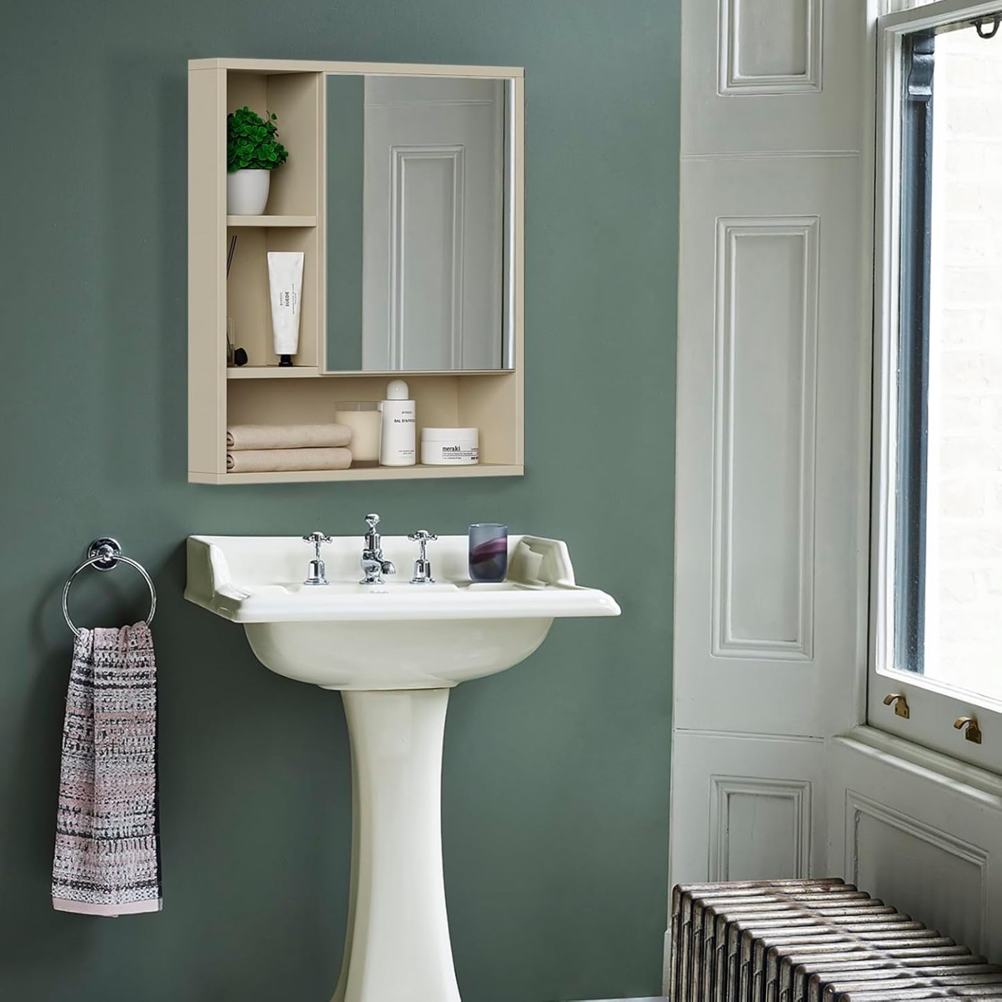Bathroom Wall Mirror Cabinet, Medicine Cabinet with Single Door and Adjustable Shelf