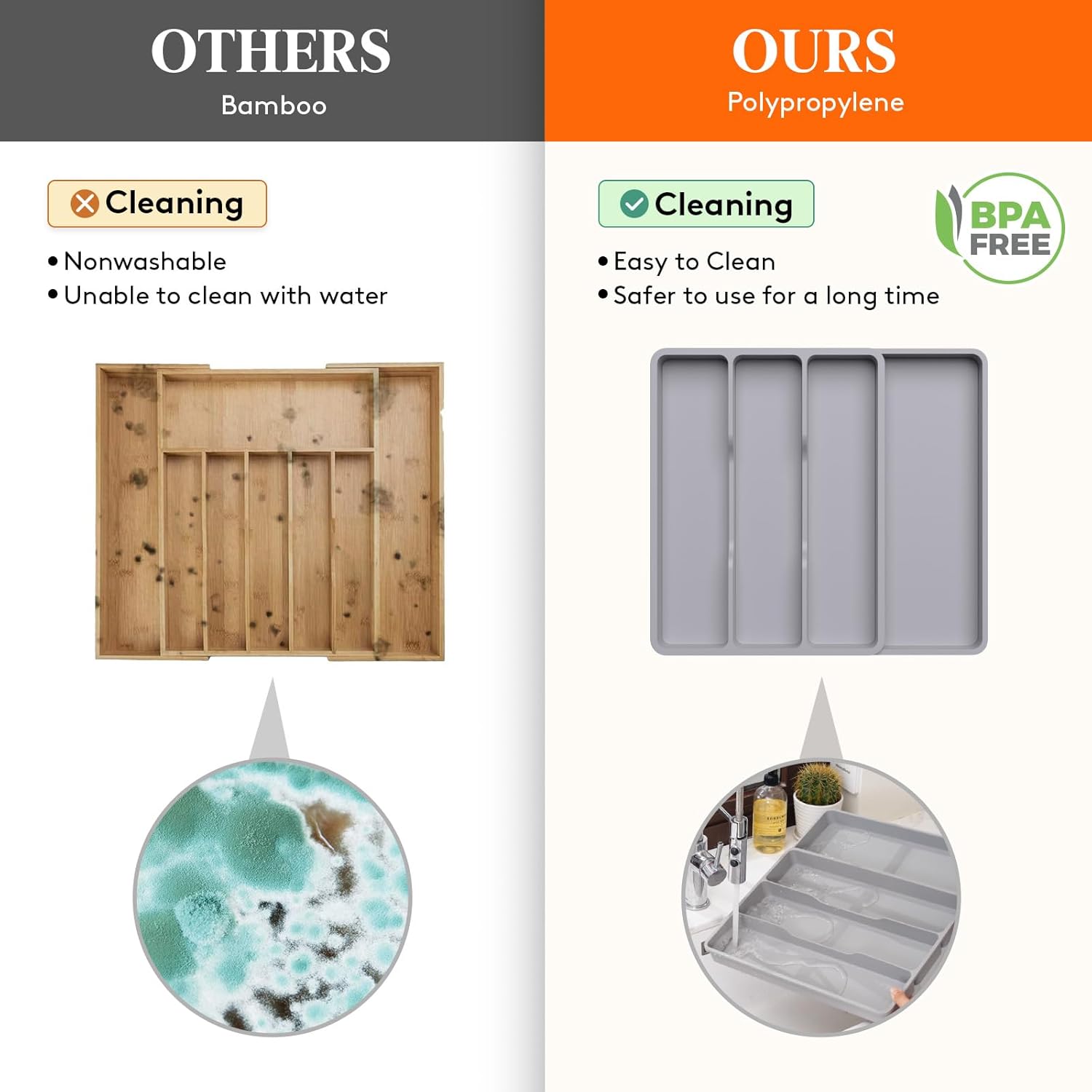 Utensil Drawer Organizer, Expendable Cooking Silverware Tray for Kitchen Drawer, Adjustable Cutlery Flatware Holder