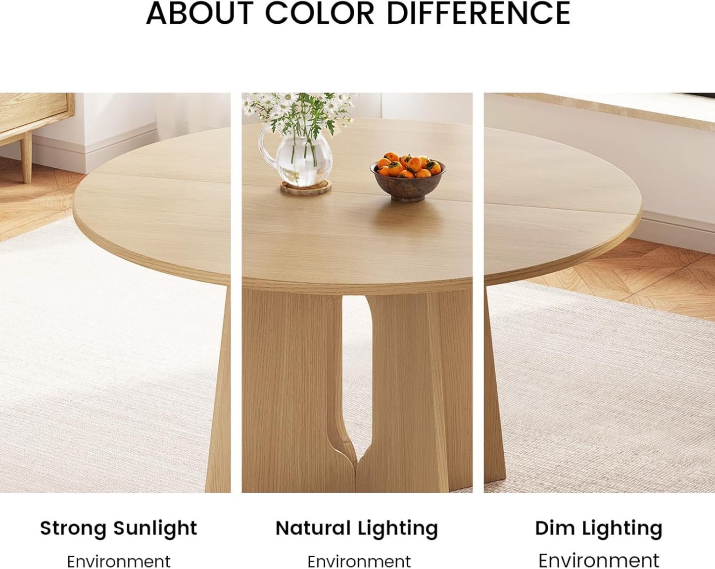 47.24" Round Dining Table, Small Dining Table for 2,4,6, Farmhouse Kitchen Table with Cross Sturdy Legs for Kitchen, Dining Room