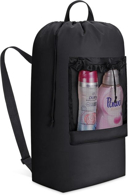 90L Laundry Bag, Extra Large Laundry Backpack with Shoulder Straps and Mesh Pocket for Laundromat, Heavy Duty Laundry Bag Backpack