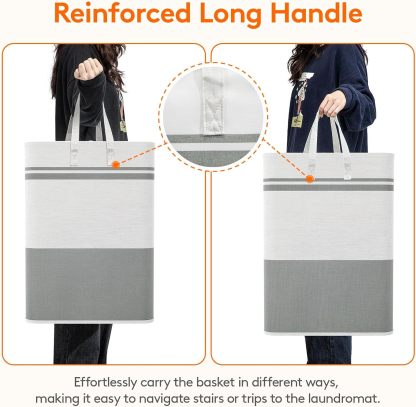 2 Pack 80L Large Freestanding Laundry Hamper, Collapsible Laundry Basket with Easy Carry Handles, Waterproof Tall Clothes Hamper