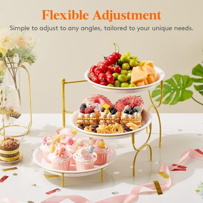 3 Tier Plastic Serving Tray Platter for Party Entertaining, 10" × 10" Large Dessert Table Display Set