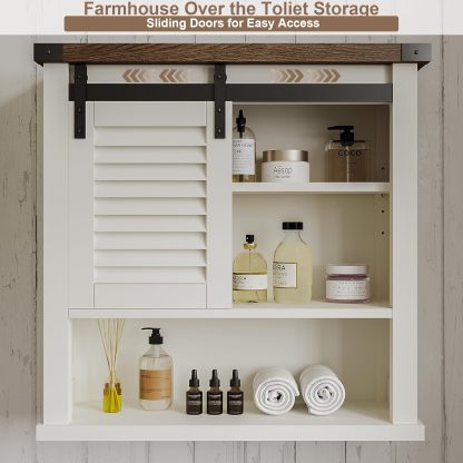 Bathroom Wall Cabinet, Medicine Cabinets for Bathroom with Sliding Barn Door, Decorative Farmhouse Wall Cabinet