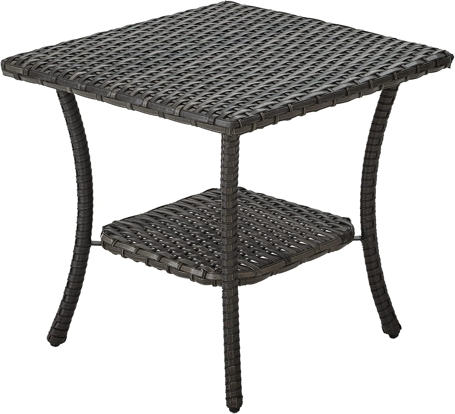 Wicker Patio Coffee Table,Rattan Outdoor Coffee Table with 2-Layer Storage Furniture Tables for Garden,Porch,Backyard