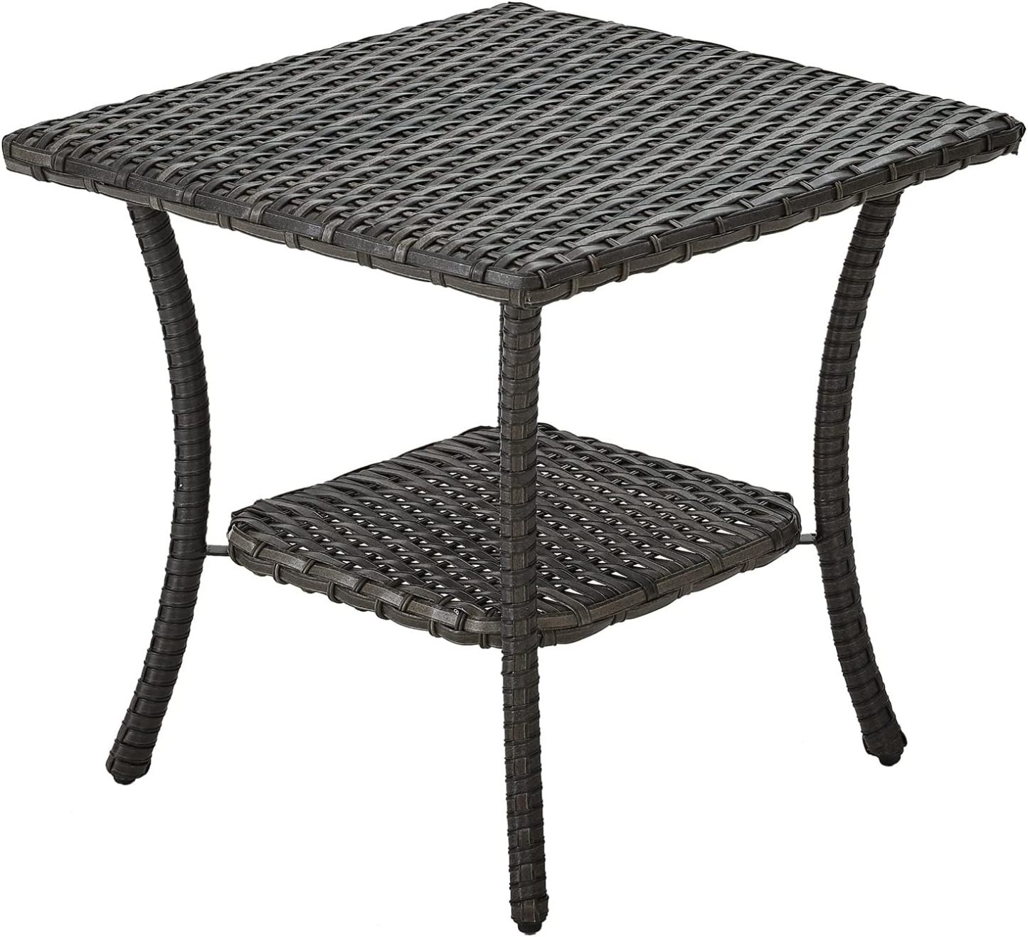 Wicker Patio Coffee Table,Rattan Outdoor Coffee Table with 2-Layer Storage Furniture Tables for Garden,Porch,Backyard