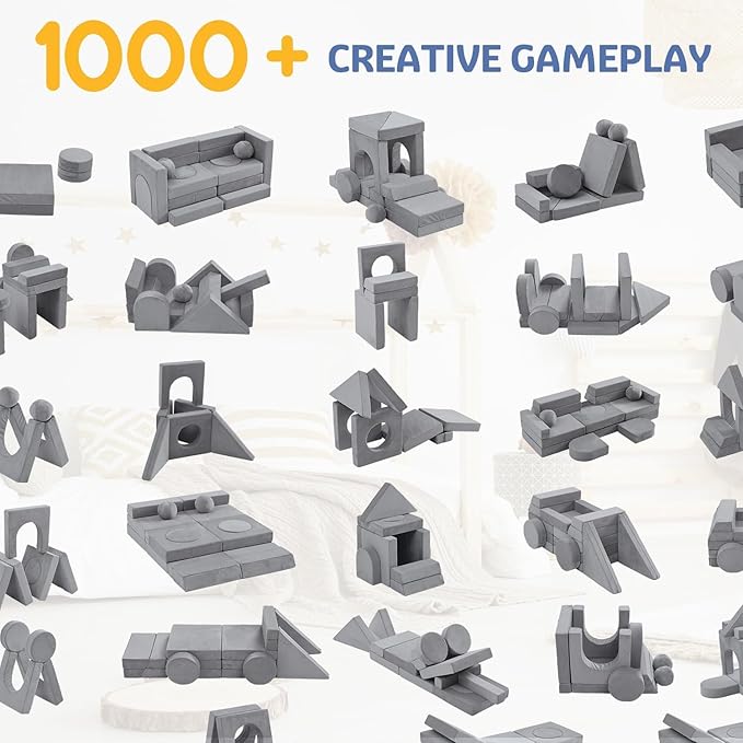 22Pcs Modular Kids Play Couch, 1000+DIY Creativing Playroom Furniture for Kids, Toddler Couch