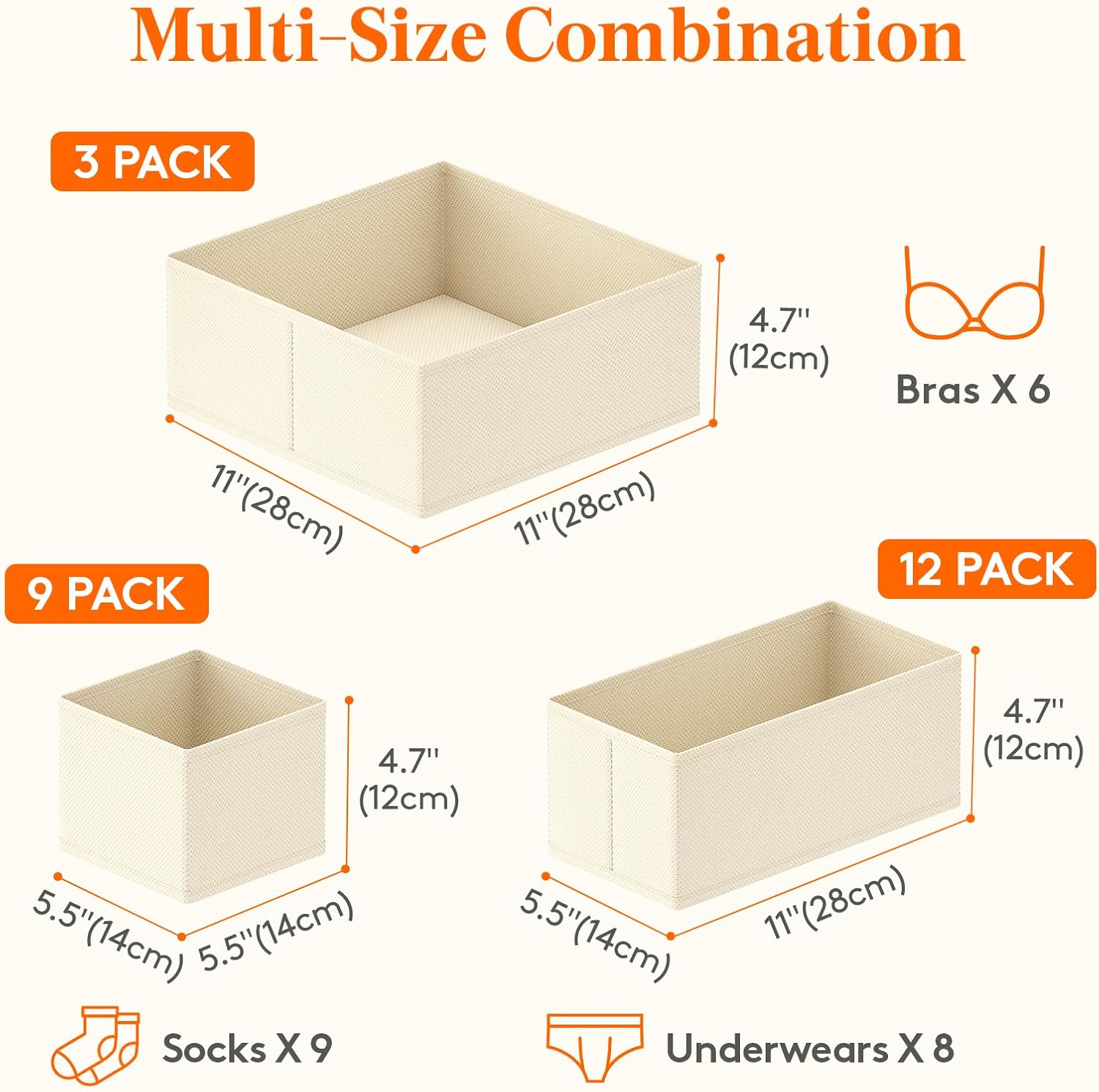 24 Pack Drawer Organizer, Dresser Underwear Drawer Organizer Bins, Foldable Fabric Closet Organizers, Storage Drawer Dividers