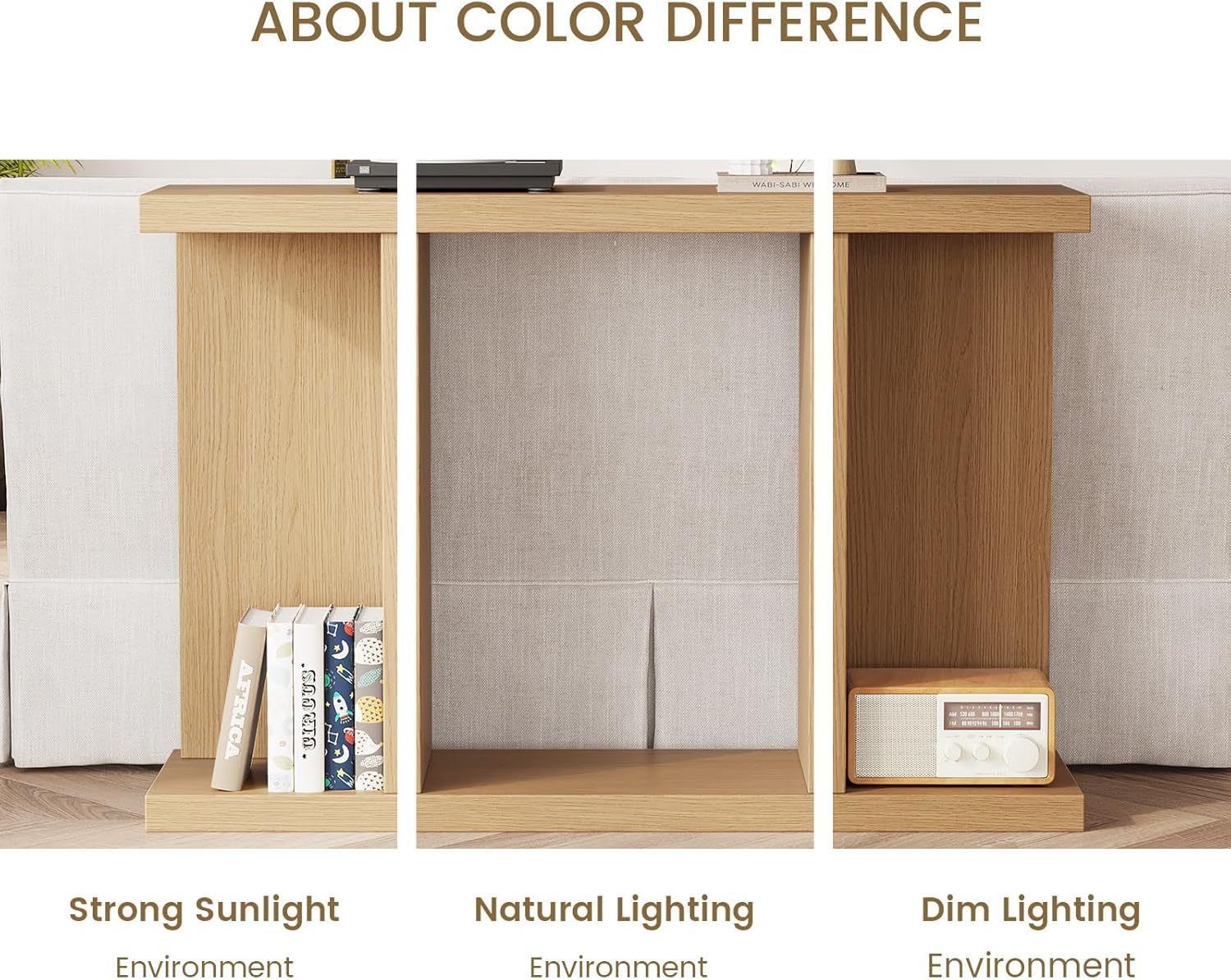 51.18" Console Table with Storage Shelves, Narrow Console Table Behind Couch, Mid Century Modern Console Table for Entryway