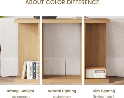 51.18" Console Table with Storage Shelves, Narrow Console Table Behind Couch, Mid Century Modern Console Table for Entryway