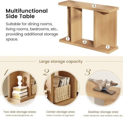 51.18" Console Table with Storage Shelves, Narrow Console Table Behind Couch, Mid Century Modern Console Table for Entryway