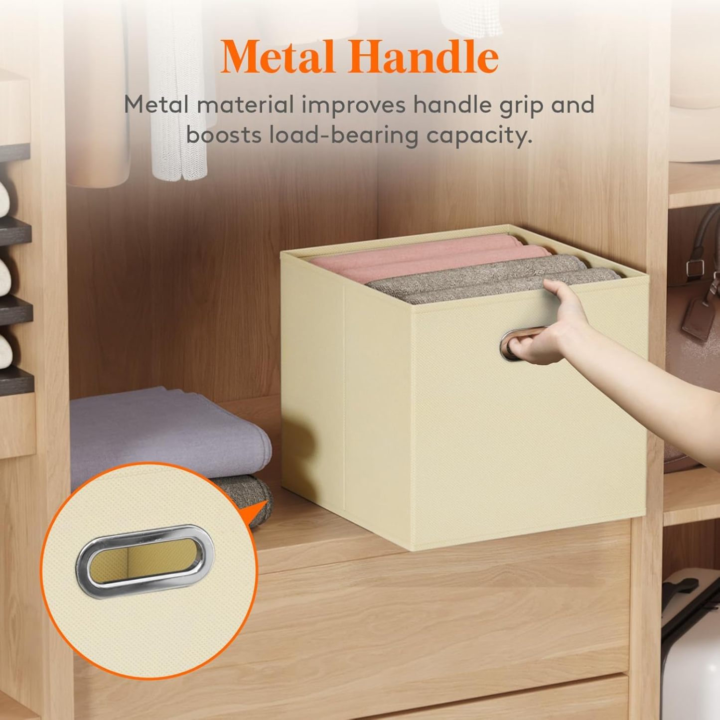 13 Inch Cube Storage Bins, 6 Packs Cube Storage Organizer, Foldable Decorative Fabric Storage Baskets